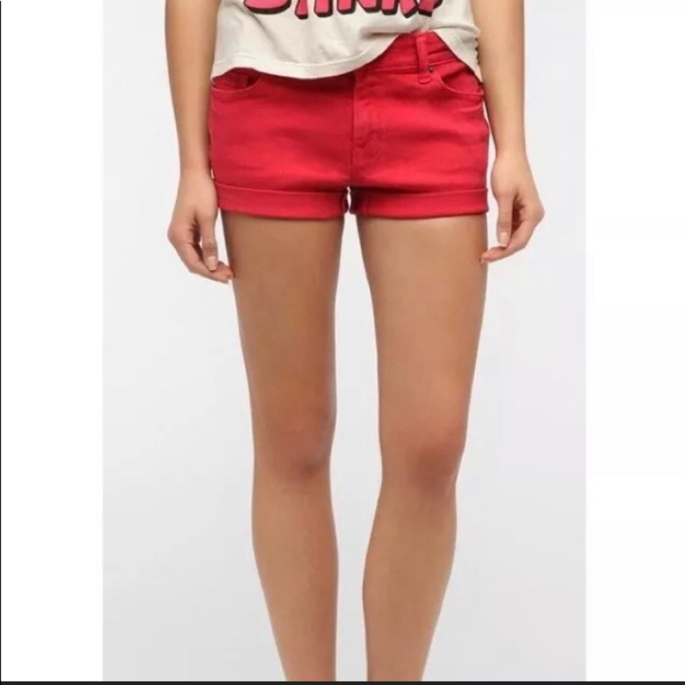 BDG Alexa Shortie red denim shorts